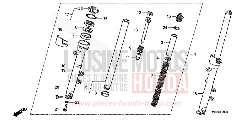 FOURCHETTE AVANT von CBF600N ABS QUASAR SILVER METALLIC (NHA48) von 2009